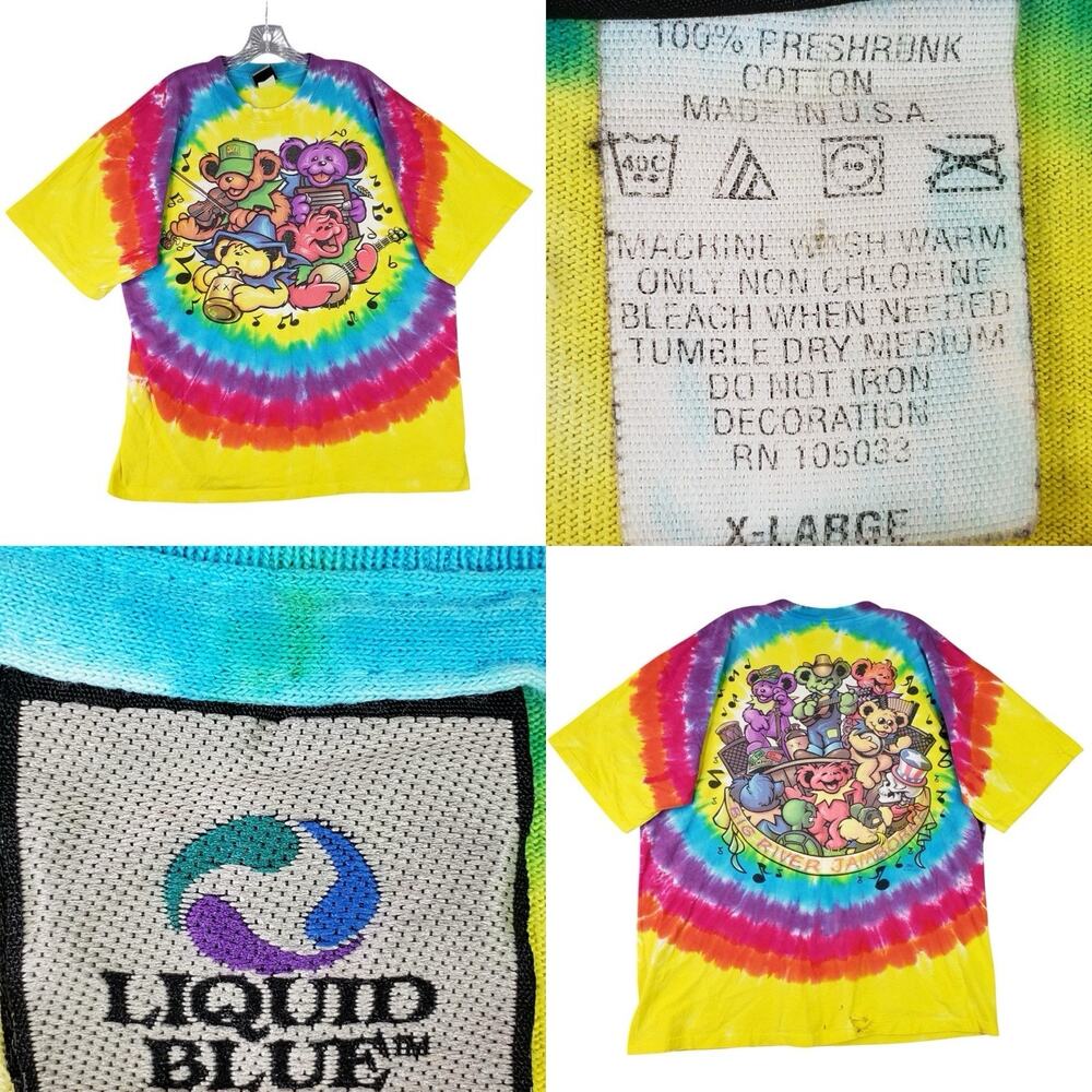 Grateful Dead Dancing Bears Shirt Mens XL Short Sleeve Liquid Blue Jamboree USA